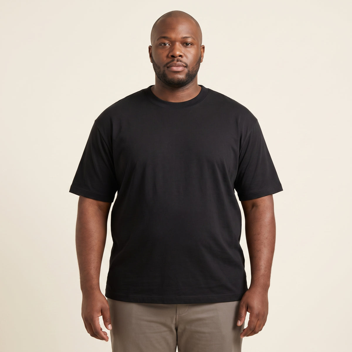 LYNE Tencel Lyocell Tee in Black, front view on model