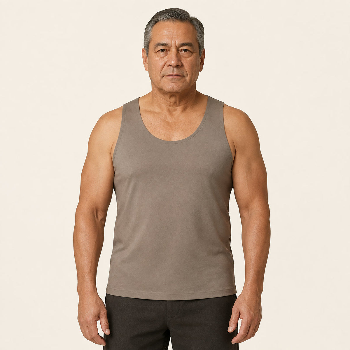LYNE Seamless Modal Undershirt in Gray, front view on model