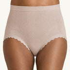 LYNE High-Waist Shaping Brief detail showing the chevron knit panel and wavy leg edge