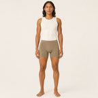 LYNE Silk-Lined Modal Boxer Brief in Khaki, front view on model