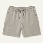 LYNE Cotton-Linen Lounge Short in Light Gray, flat lay showing the cotton-linen slub texture