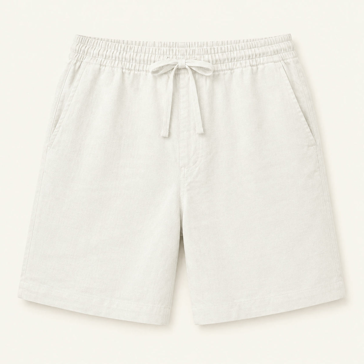 LYNE Cotton-Linen Lounge Short in White, flat lay