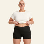 LYNE Under-Dress Safety Short in Black, front view on model