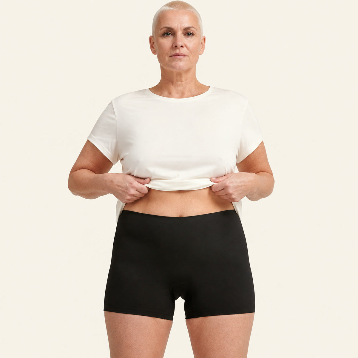 LYNE Under-Dress Safety Short in Black, front view on model