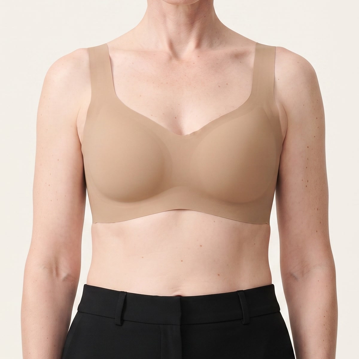 LYNE Seamless Wireless Vest Bra in Skin, front view