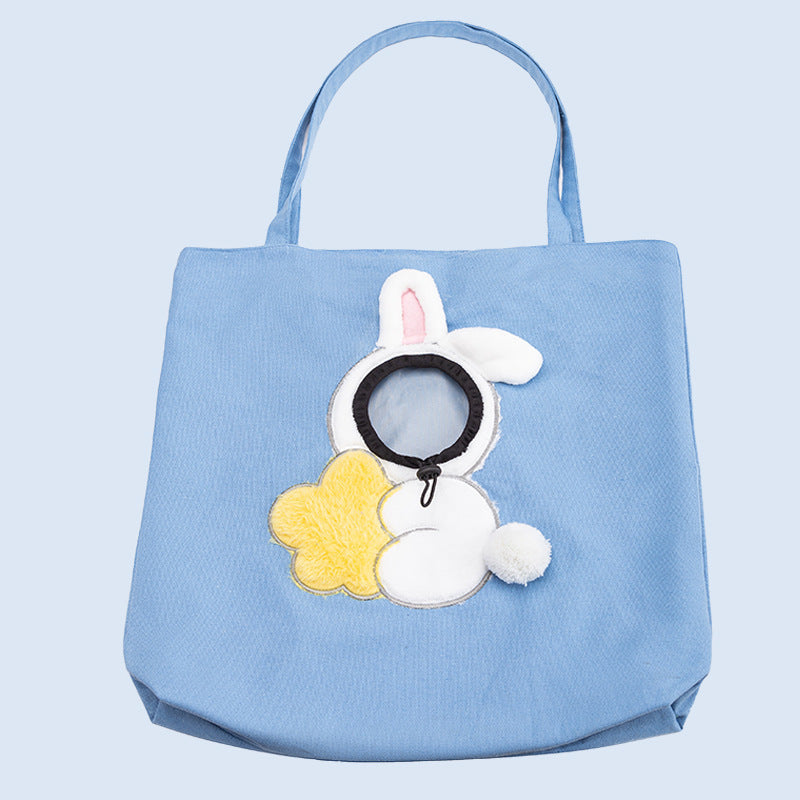 Supplier photograph of the blue Rabbit canvas pet tote