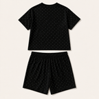 Black polka dot pyjama set, back view