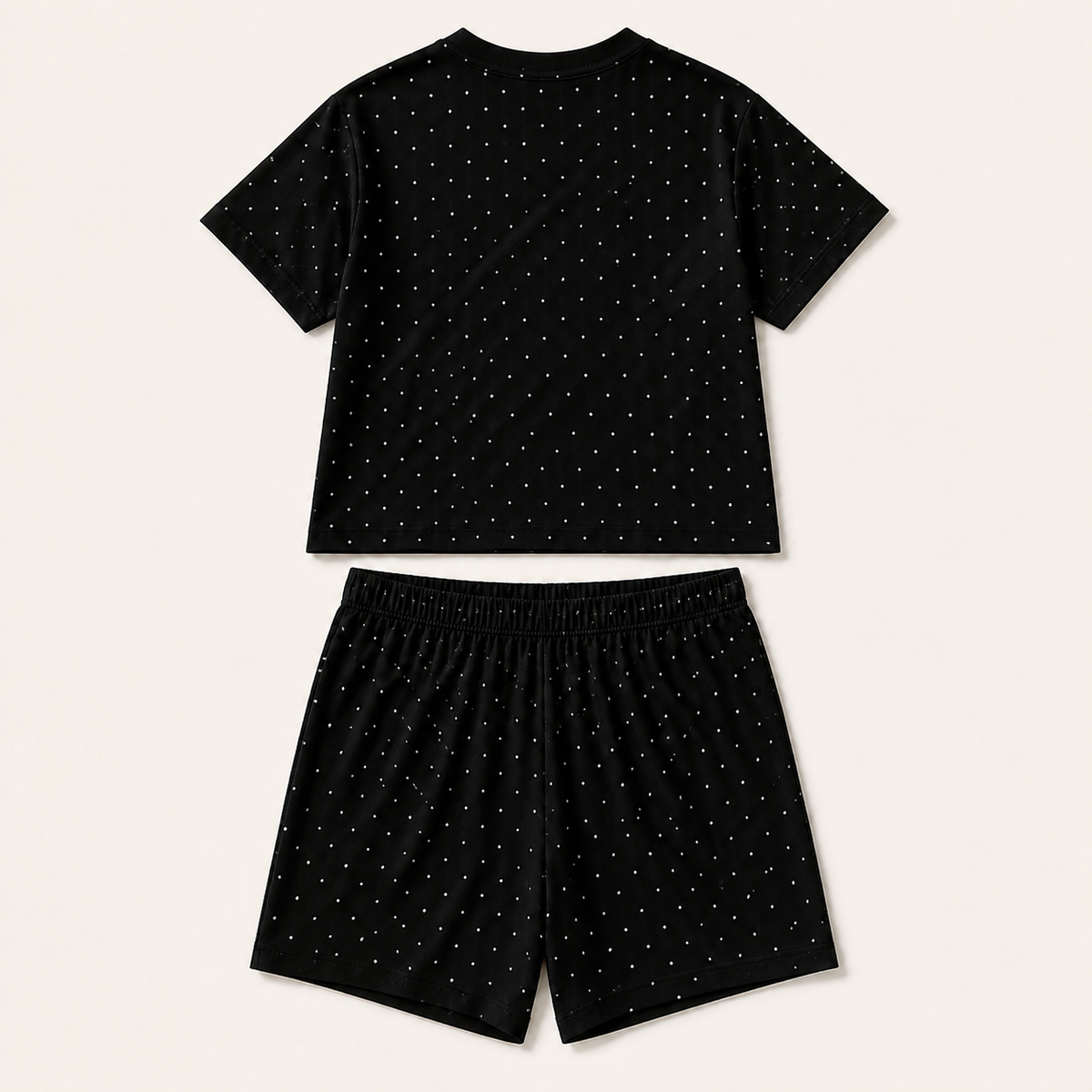 Black polka dot pyjama set, back view