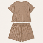 Brown polka dot pyjama set, back view
