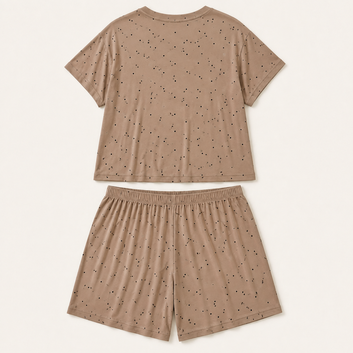 Brown polka dot pyjama set, back view