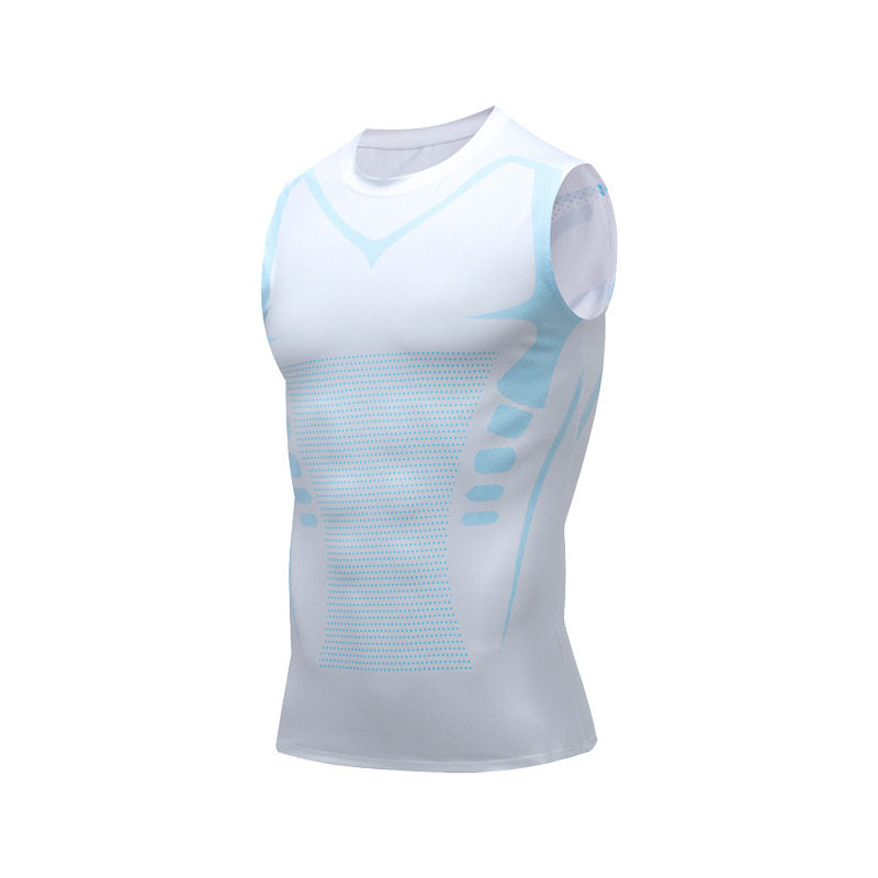 Men's Compression Tank in White & Blue