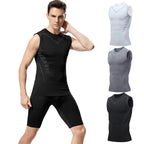 Black tank worn with shorts, with the white and gray colourways