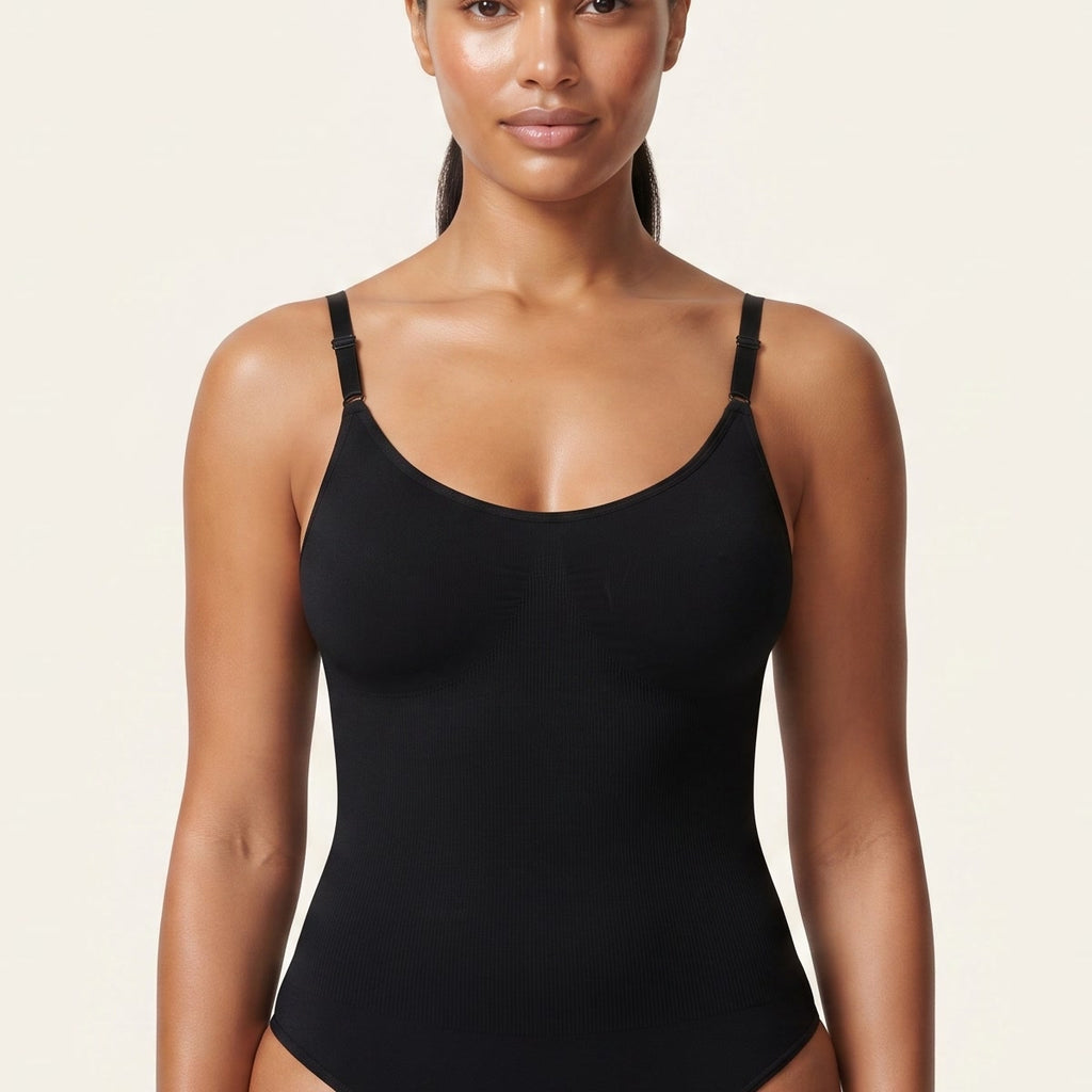 Core Seamless Bodysuit in black  crop a