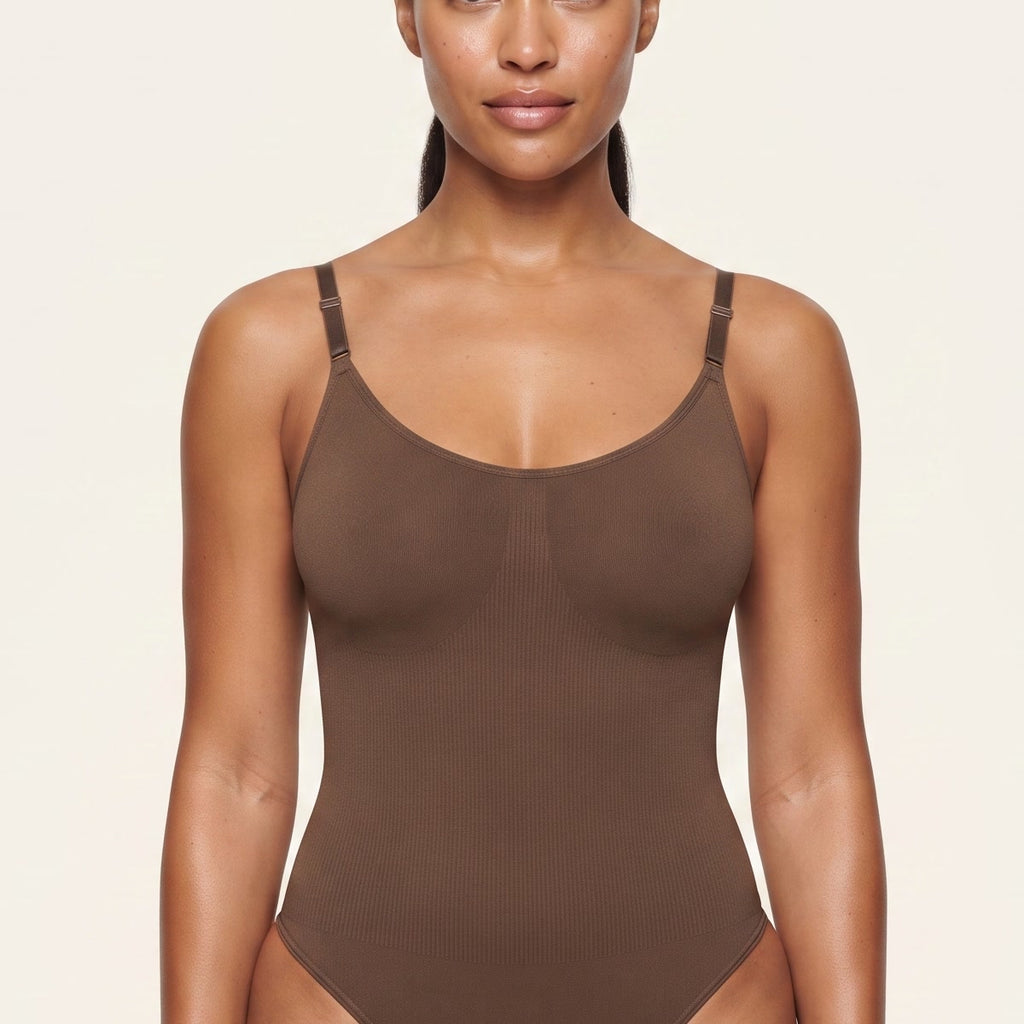 Core Seamless Bodysuit in coffee  crop a