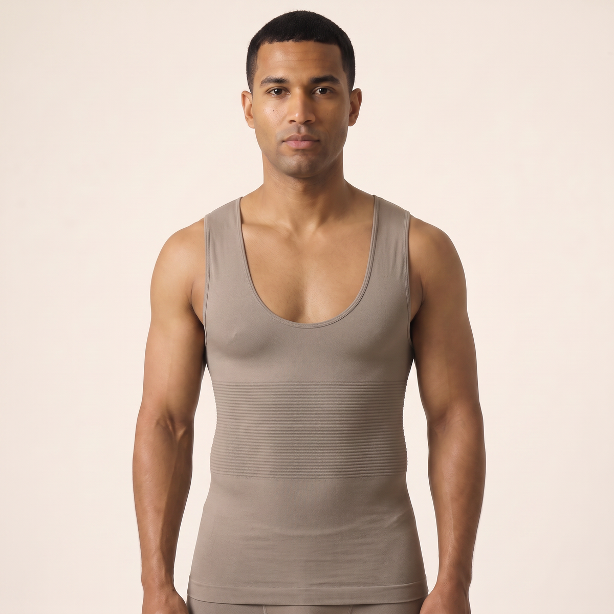 Men Support Tank in stone grey