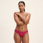 Sheer Lace Thong in magenta