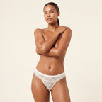Sheer Lace Thong in white