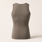 LYNE Men Support Tank, rear view showing the ribbed compression band continuing around the back