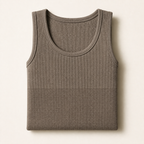 LYNE Men Support Tank folded, showing the round neckline and the ribbed band