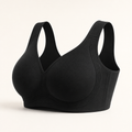 LYNE Everyday Soft Bra in black, wireless full-coverage bra with wide straps and high side wings