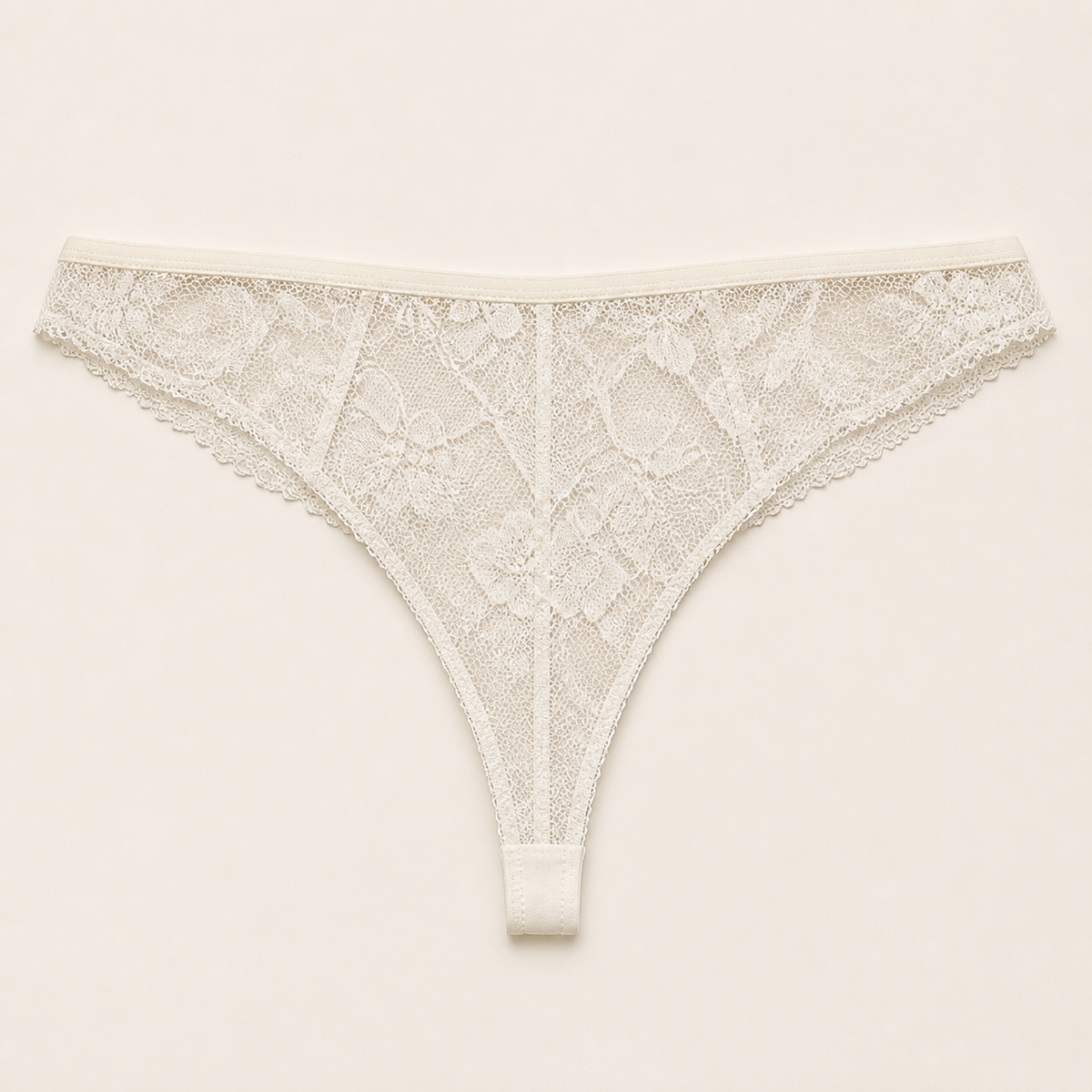 LYNE Sheer Lace Thong in white, all-over sheer floral lace