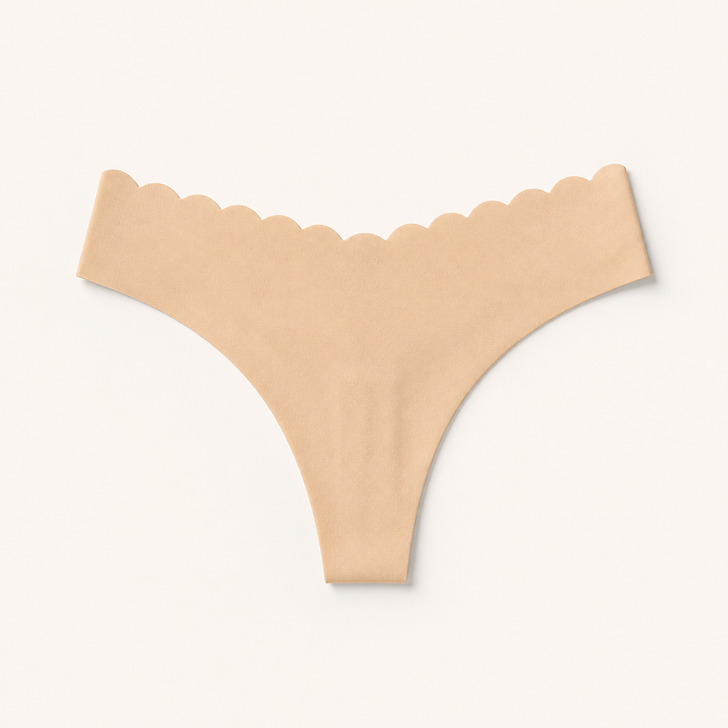 LYNE Everyday Seamless Thong, single piece flat-lay showing the V front