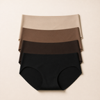 LYNE Core Smooth Brief folded in sand, cocoa, espresso and black