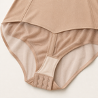 LYNE Core Mesh Bodysuit, where the sheer mesh seat meets the opaque knit, and the hook-and-eye gusset