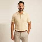 Men's Ribbed Polo in apricot