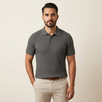 Men's Ribbed Polo in gray