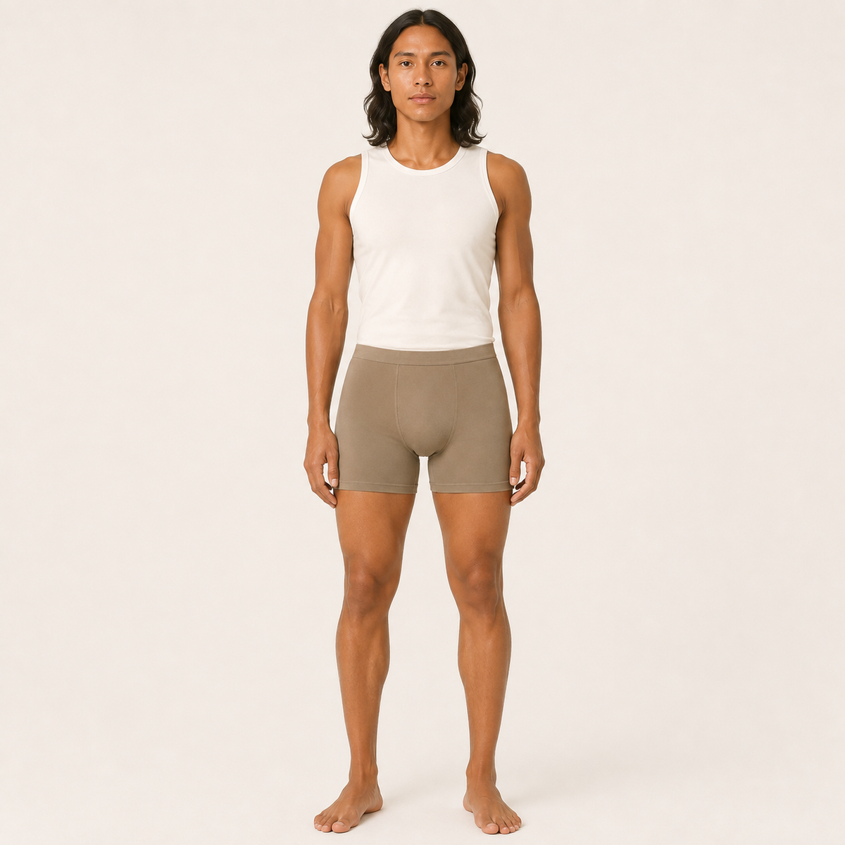 Silk-Lined Modal Boxer Brief in khaki