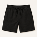 Cotton-Linen Lounge Short in black