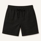 Cotton-Linen Lounge Short in black