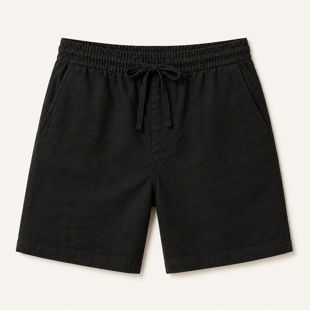 Cotton-Linen Lounge Short in black