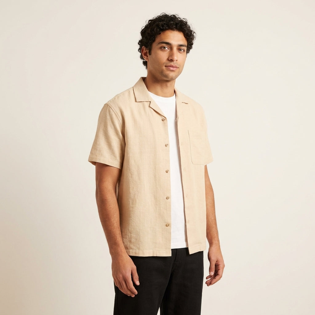 Men's Camp-Collar Shirt in apricot