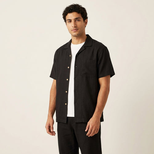 Men's Camp-Collar Shirt in black