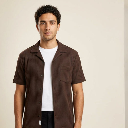 Men's Camp-Collar Shirt in brown